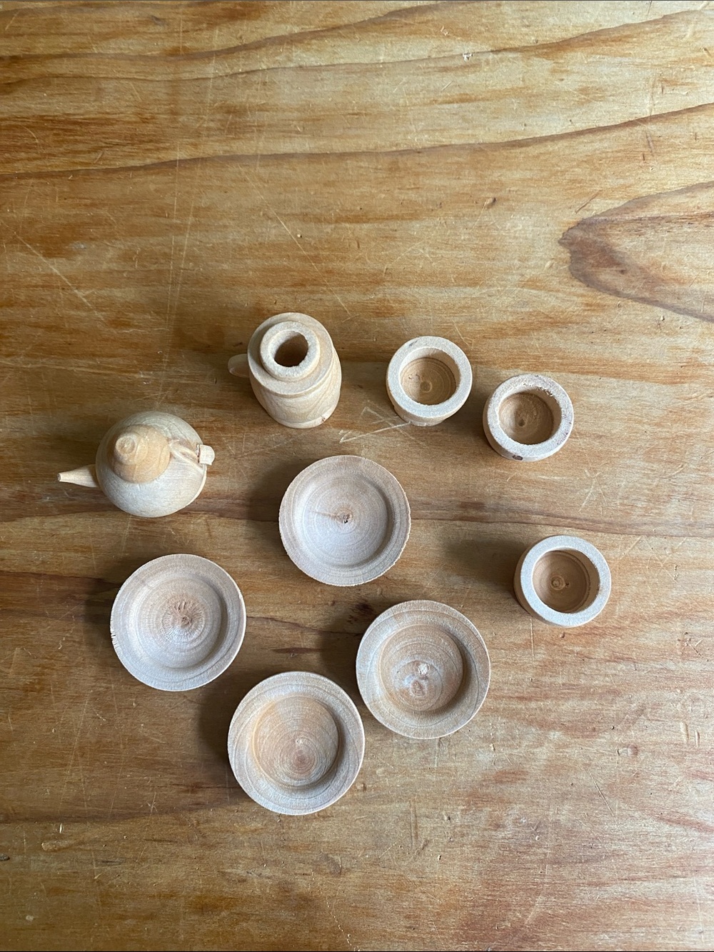 Handmade Mini Wood Tea Set - Picture 3 of 4